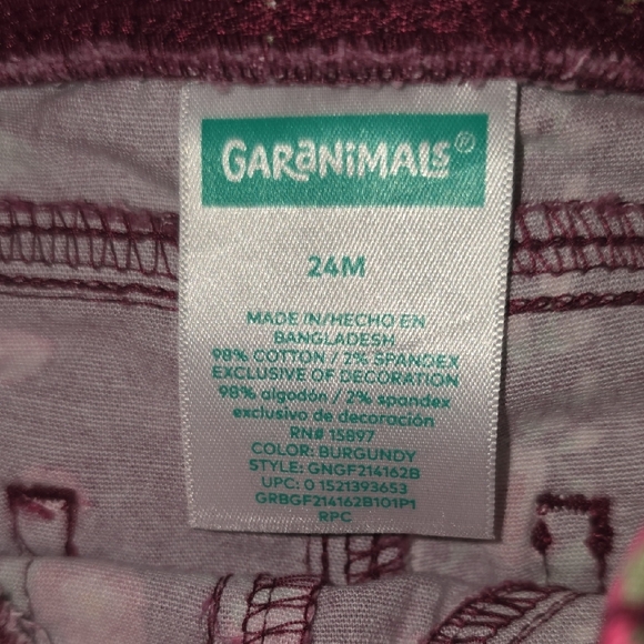 Gymboree Dark Burgandy/maroon Floral Kids Jeggings LOT Q - Picture 2 of 6
